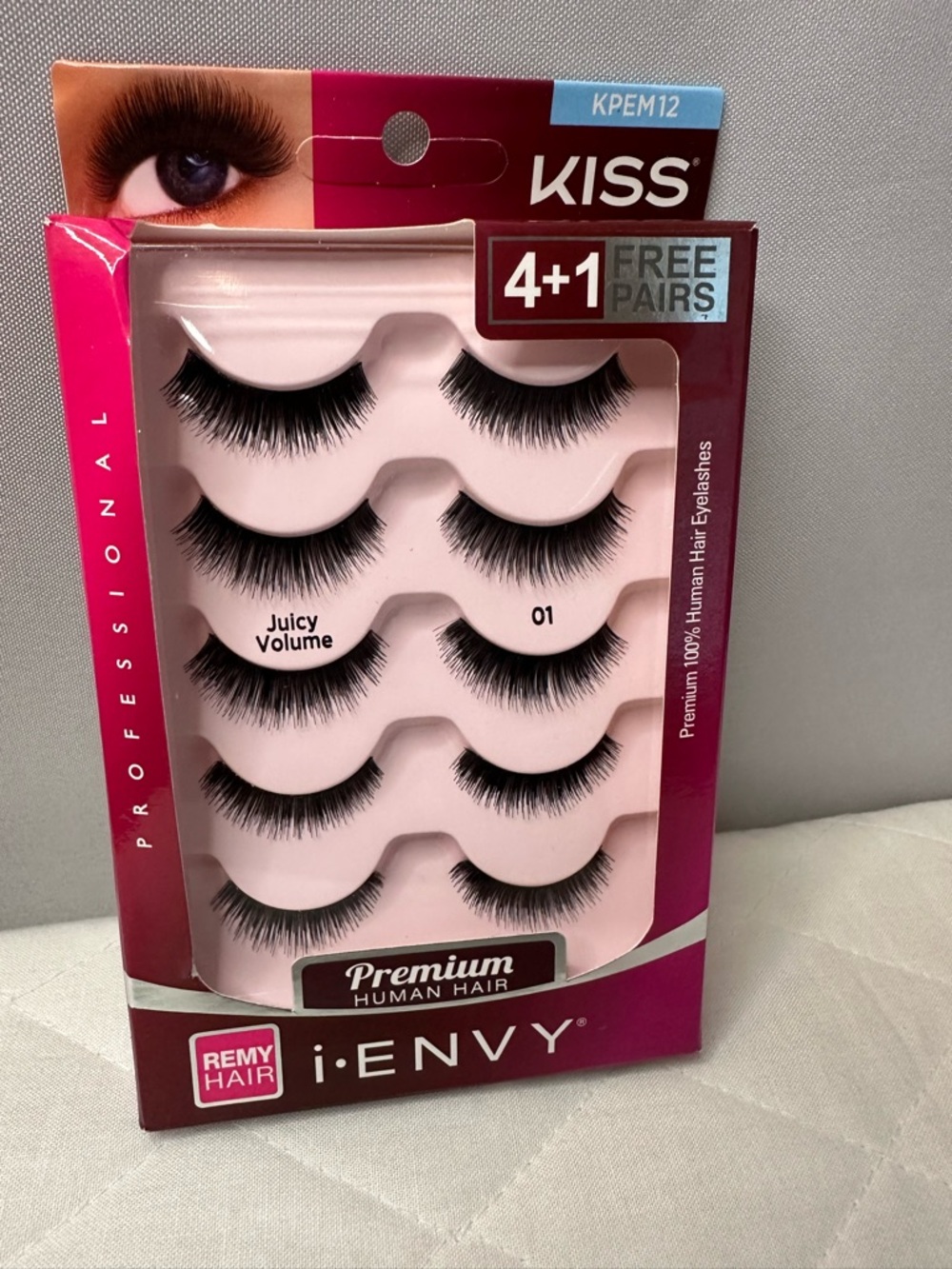 Kiss i-ENVY Juicy Volume False Eyelashes (4+1Pack) 100% Human Hair KPEM12 NEW